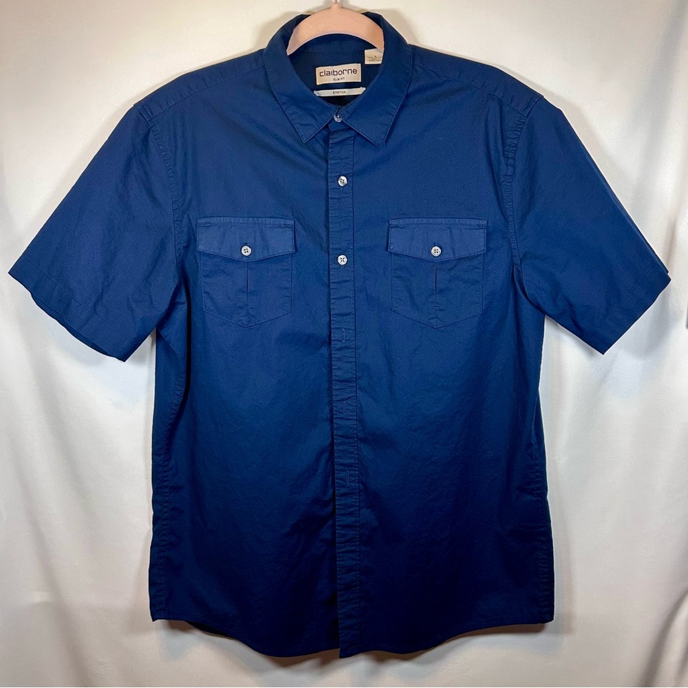 Claiborne Blue Casual Button Down Shirt